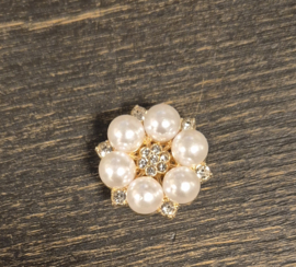 Button Cover/overzetknoop parel-strass art. 6012 - goudkleur