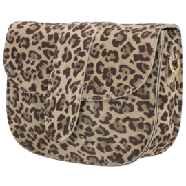 Charm schoudertas suède Leopard art. L693 - beige/taupe
