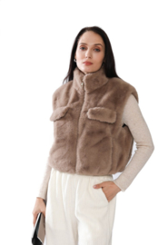 Bontgilet fake fur art. 55102 - taupe