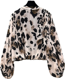 Damesblouse/top Aniella art. 8811 - beige/zwart