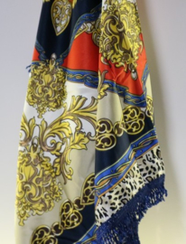 Romano damesshawl  art. 3673-90-76 - navy/geel/oranje/rood