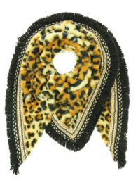 Omslagdoek Leopard Luxury art. 2883  - crème/okergeel/zwart