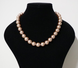 Parelketting art. 3020 dik - beige/zilverkleur