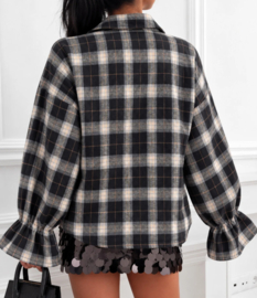 Damesblouse Plaid Check art. 2646 - zwart/beige