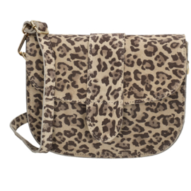 Charm schoudertas suède Leopard art. L693 - beige/taupe