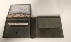 MicMac leren herenportemonnee/billfold art. 02G103 - bruin/grijs
