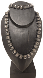 Halsketting art. 7599 - antraciet/donkerzilver