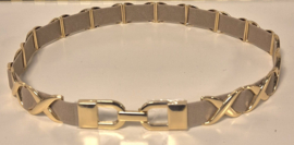 Damesriem elastisch met X-schakels art. 7558 - beige/goud