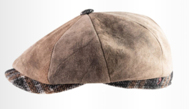 Alfonso d'Este leren newsboy cap Kyoto art. 47654 - beige/bruin