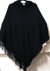 Poncho met capuchon art. 4424 - zwart