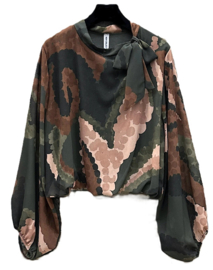 Damesblouse/top Aniella art. 8808 - groen/bruin