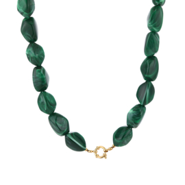 Kralenketting Jane art. 19395 - groen gemarmerd