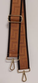 Losse schouderband/bag strap art.nr. 3030 - cognac/zwart