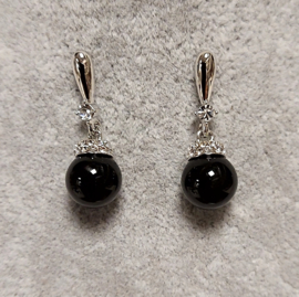 Fiell oorsteker hanger art. 2304 - zilverkleur/zwart
