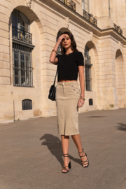 DL stretchdenim rok Diamond art. 2744 - zandkleur