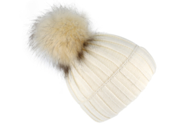 Fiebig damesmuts met pompom art. 54855 - wolwit