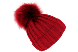 Fiebig damesmuts met pompom art. 54855 - rood