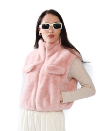 Bontgilet fake fur art. 55102 - pink/roze