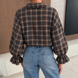 Damesblouse Plaid Check art. 2647 - donkerbruin