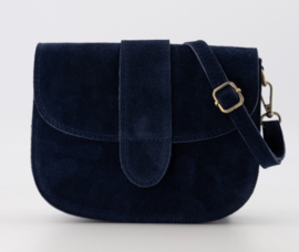 Schoudertas Maan suède art. 9459 - donkerblauw