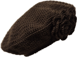 Gehaakte kinderbaret Mariska - donkerbruin