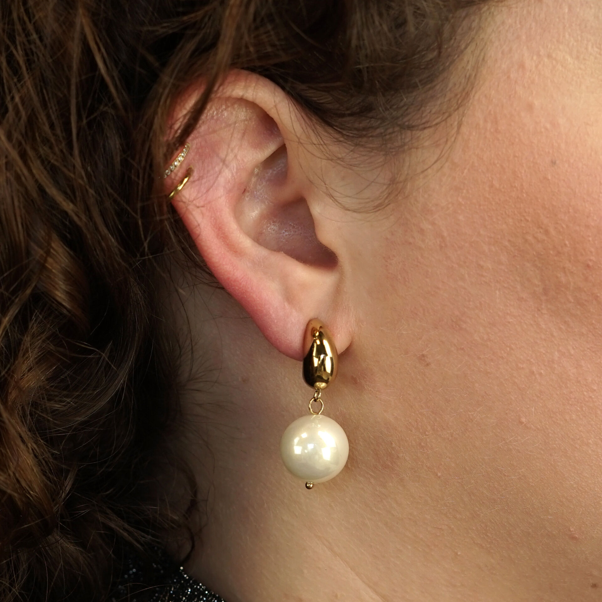 Camps & Camps oorstekers Pearl art. 2S163_PE - goud/wit