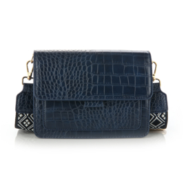 Schoudertas met crocoprint Linde art. BG712 - blauw