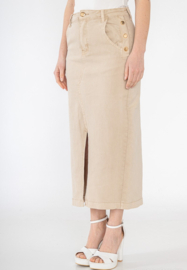 ViviD stretchdenim rok Button art. B101 - beige/zand