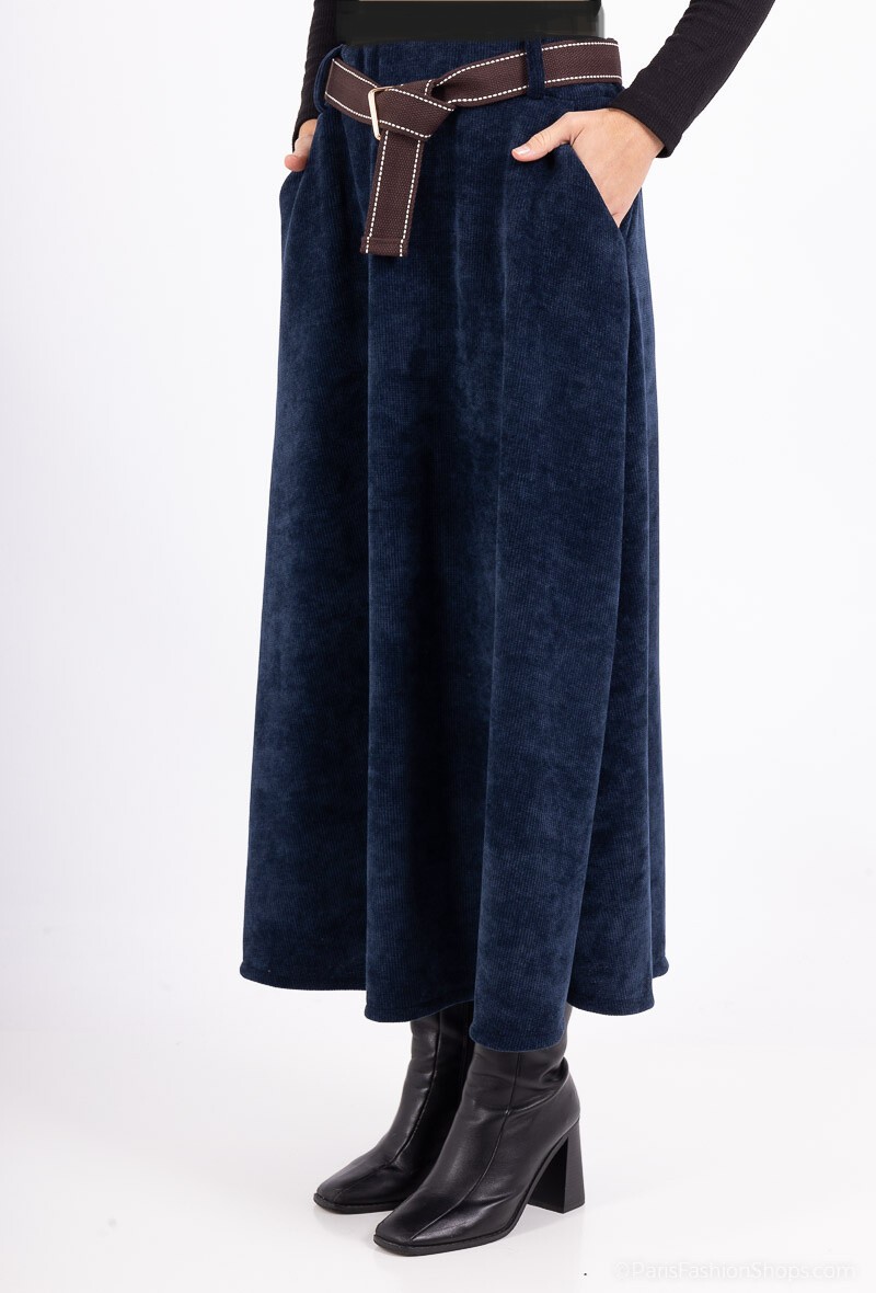 Luiz chenille rok art. 12194 - donkerblauw