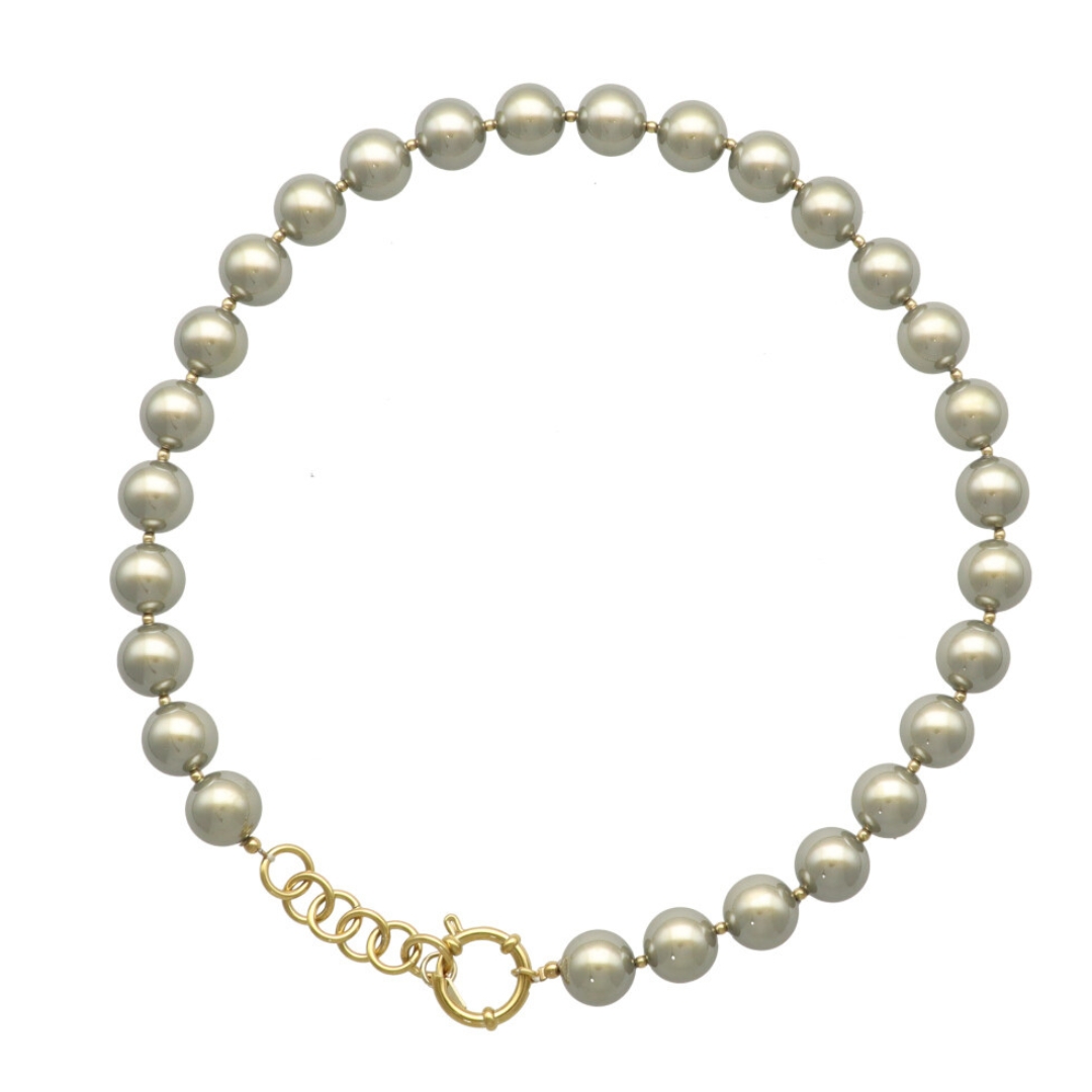 Camps & Camps ketting Pearls Grey art. 3S063_PG - goud/grijsgroen