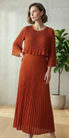 Damesjurk Elegance plissé uni art. 2561 - terra