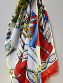 Romano vierkante shawl art. 3669 - rood/blauw/oker