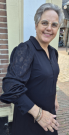 TRIPLE NINE korte jurk met kanten mouwen art. JK-51812 - zwart
