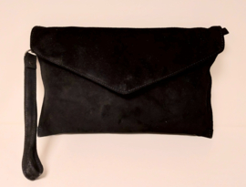 Leather Design clutch/gelegenheidstas suède art. 1482 - zwart