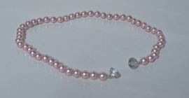 Parelketting met magneetsluiting art. 1354 - roze/zilverkleur