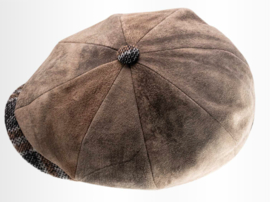 Alfonso d'Este leren newsboy cap Kyoto art. 47654 - beige/bruin