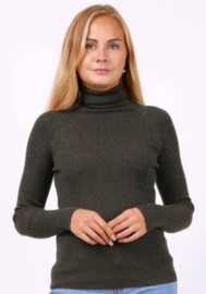 Whoo fijngebreide coltrui met lurex art. 8209 - groen