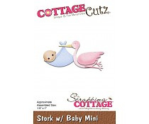 Scrapping cottage - Ooievaar met baby mini