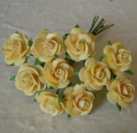 Paper roses, 15 mm. goudgeel