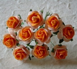 Paper roses, 15 mm. orange 2-tone