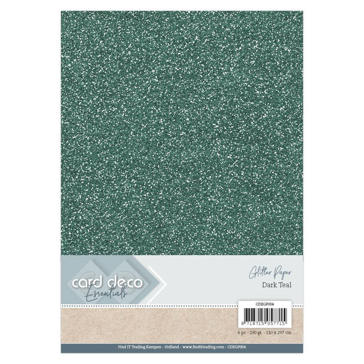 Cardstock - groen, dark teal, glitter