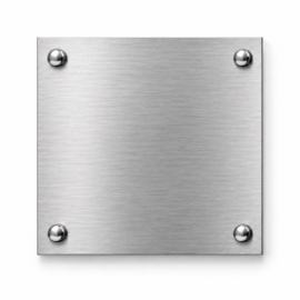 Naamplaatje Dybond (zwart, wit, rvs-look) vierkant 15 cm