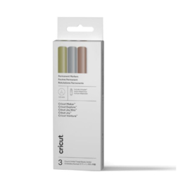 Cricut Permanent Marker Set 1.0mm Gold/Silver/Copper (3pcs) + Adapter