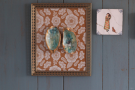 (W) oesters in lijst ''vintage blue'' 30x24