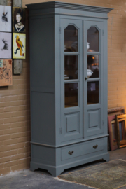 Vitrinekast  *eiland* houten vintage kast