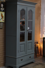 Vitrinekast  *eiland* houten vintage kast