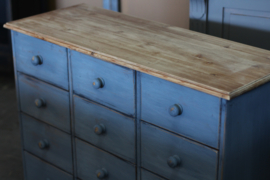 Brocante franse ladekast vintage blue