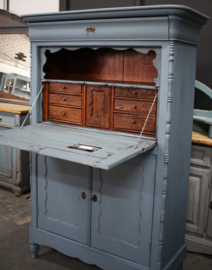 Antique blue sercretaire kast