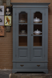 Vitrinekast  *eiland* houten vintage kast