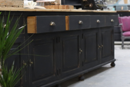 Grote industriële vintage dressoir kast black